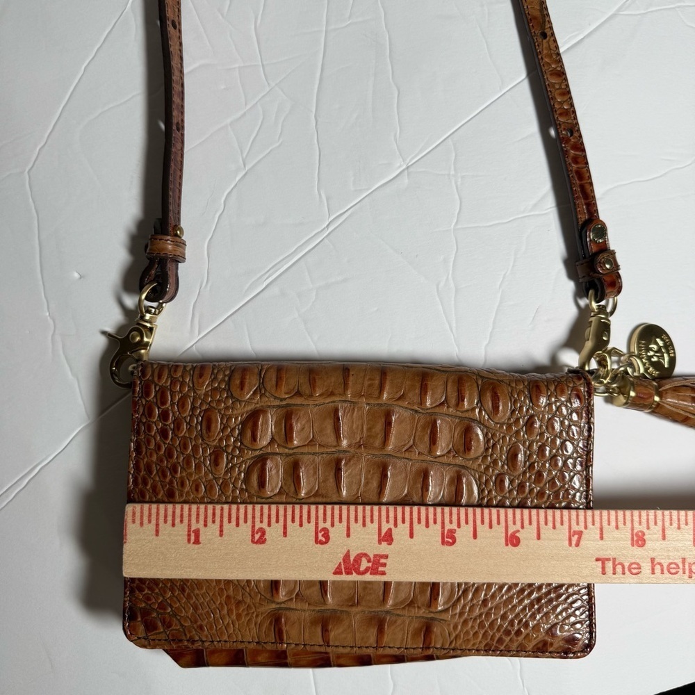 Brahmin Brown Crossbody Bag Crocodile Gold Hardware Satchel Tassel - Picture 4 of 15